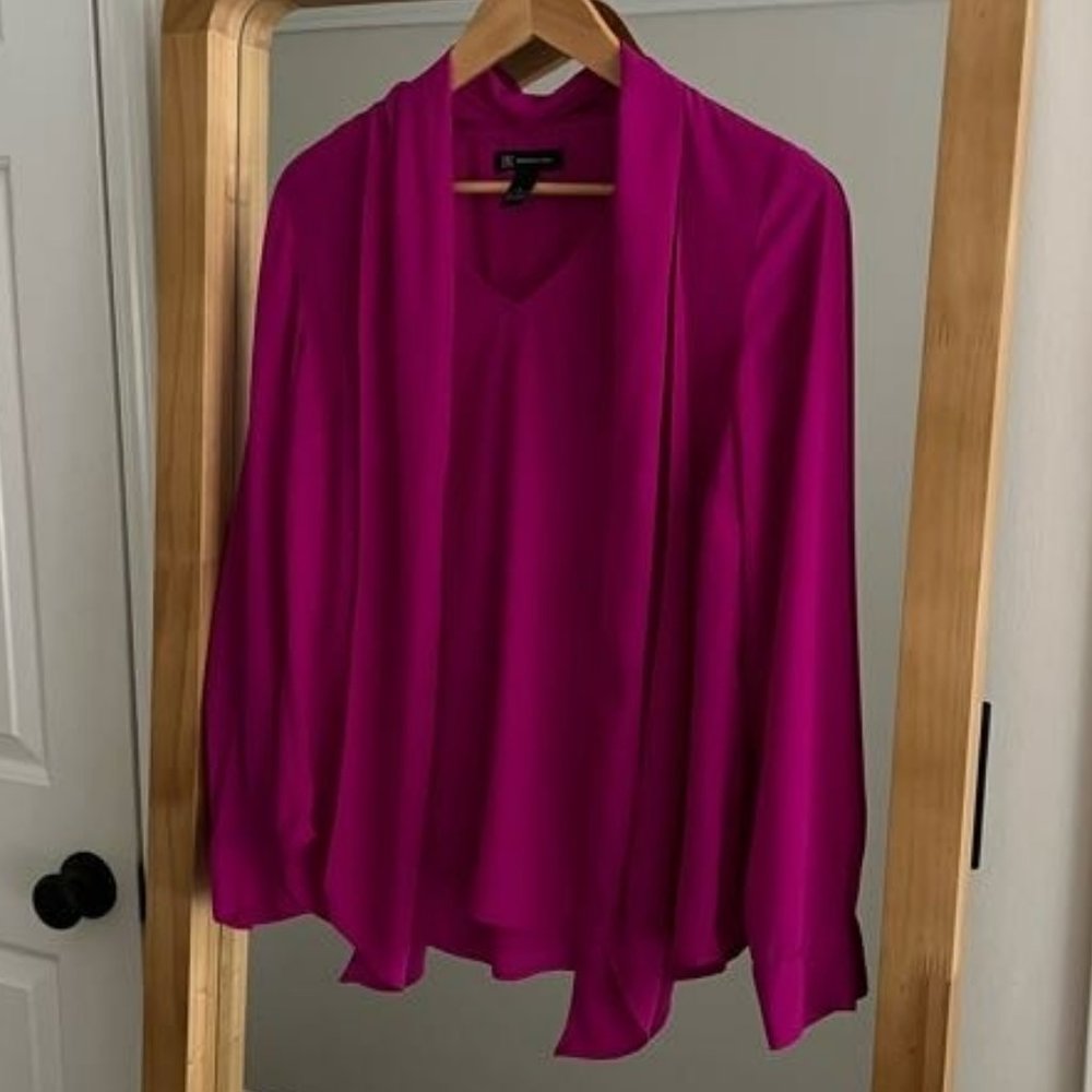 Fuchsia Pink Long Sleeve Blouse